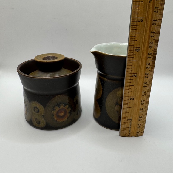 Denby Arabesque or Samarkand Cream and Sugar Bowl Set. Note chip on creamer. - Picture 10 of 12